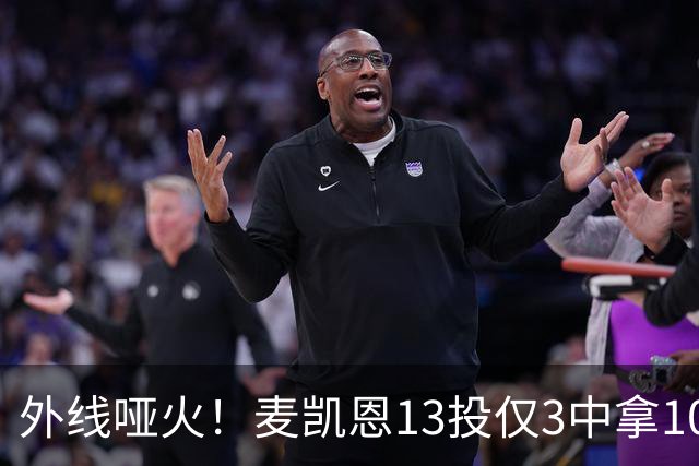 外线哑火！麦凯恩13投仅3中拿10分 三分6中0&正负值-13